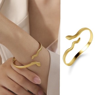 Pulseira de ouro banhada a ouro 18K Snake Pulseira ajustável personalizada de aço inoxidável Pulseira de ouro luxuosa e 