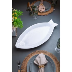 Travessa Wolff de Melamina Peixe Branca 58cm x 28cm