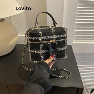 Lovito Balde Casual liso xadrez bordado Bolsa Bolsa para mulheres  LFA65116 em Oferta na Shopee