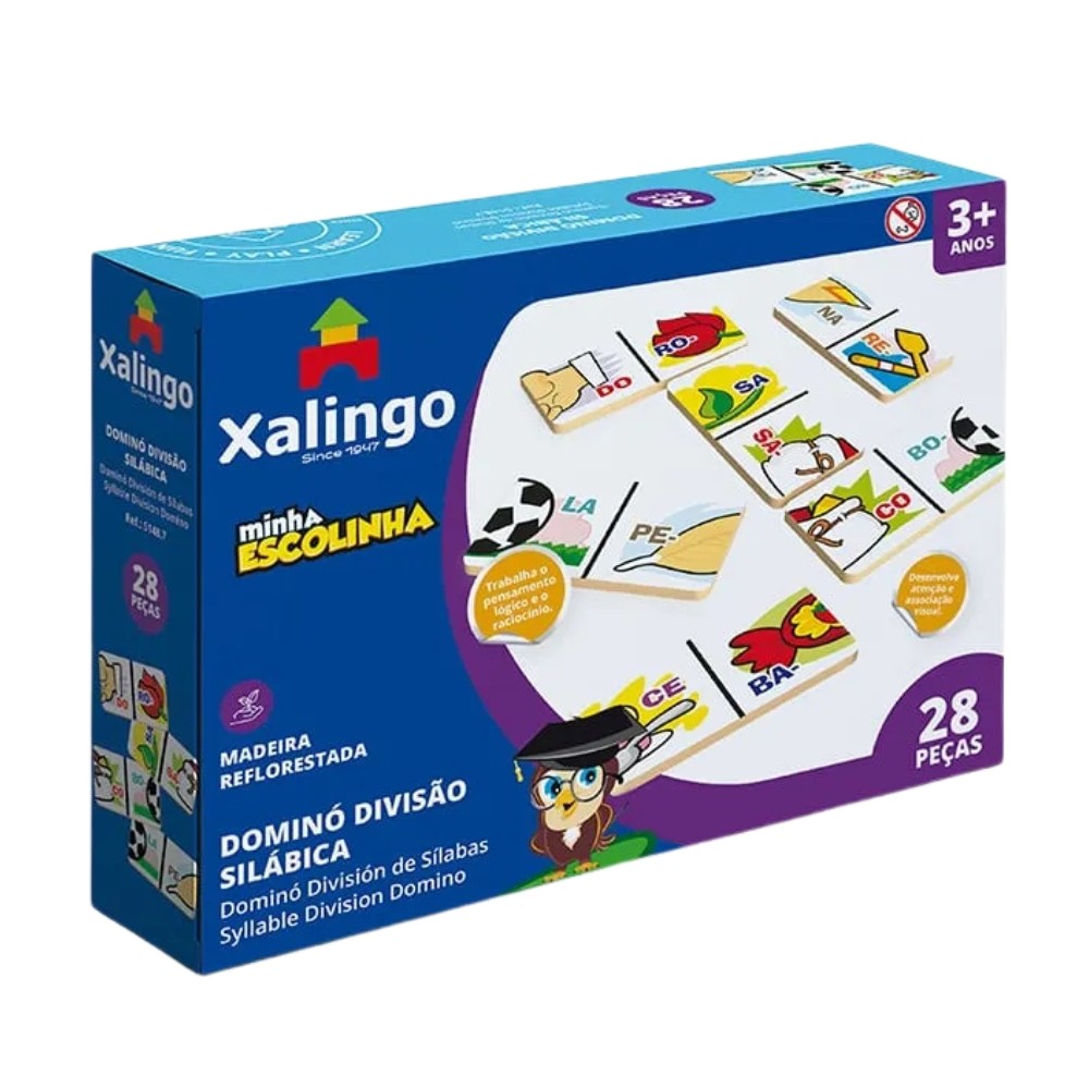 Jogo Educativo Dominó da Divisão Silábica Xalingo c/28 peças em Oferta na Shopee