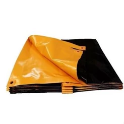 LONA PVC EMBORRACHADA 3X4 LARANJA PRETA VINIL ANTICHAMAS COM BAINHA E ILHOS IMPERMEÁVEÇ 500 MICRAS