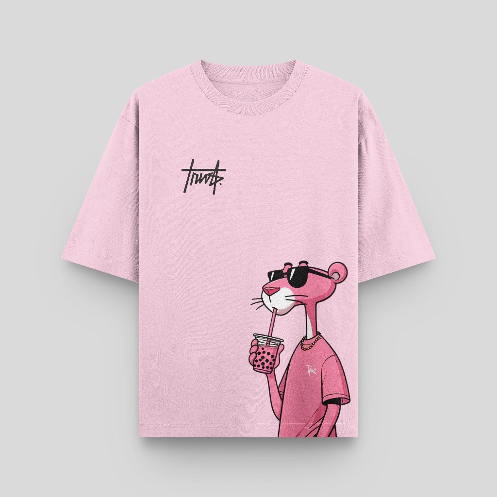 Camiseta camisa t shirt 100% algodão estilosa lançamento estampada pantera cor de rosa