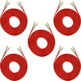 KIT 5 CABO RCA BLINDADO VERMELHO 5M E-TECH PARA SOM AUTOMOTIVO em Oferta na Shopee