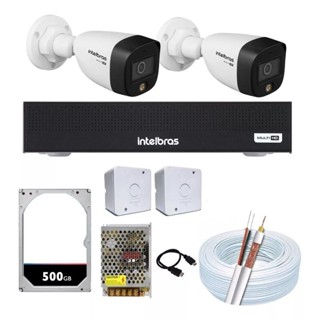 Kit 2 Cameras Segurança Intelbras Full Color vhd 1120b Dvr 4ch Full C/ hd 500GB em Oferta na Shopee