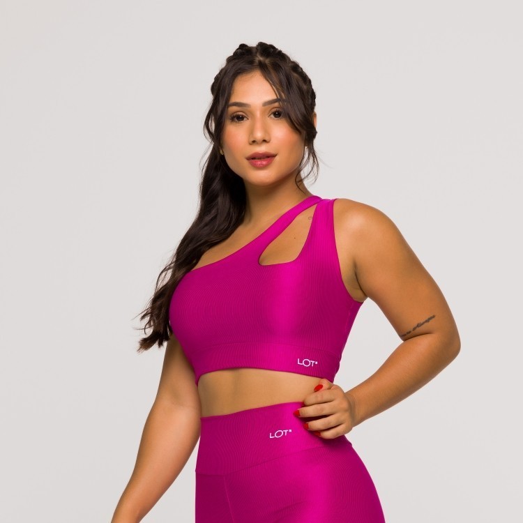 Top Feminino Rosa Fúcsia Fitness Poliamida Academia Ombro Só em Oferta na Shopee