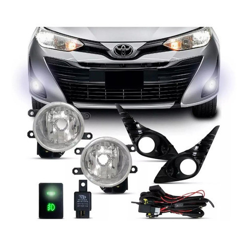 Kit Farol Milha Auxiliar Yaris 2018/ Moldura Black Piano