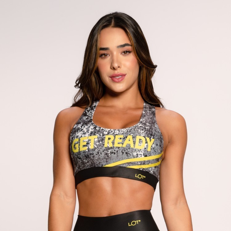 Top Fitness Suplex Estampado Cruzado nas Costas Cinza Get Ready Crossfit