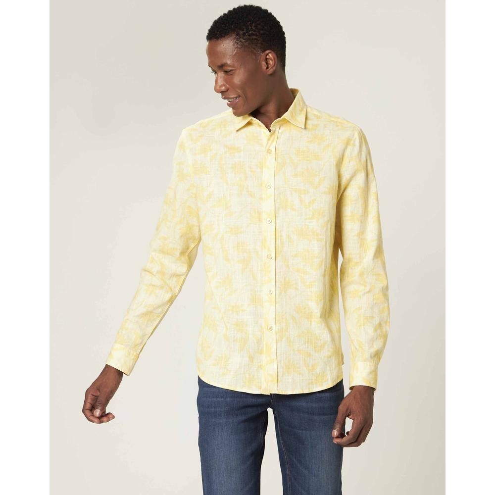 Camisa Folhagem Com Linho Malwee