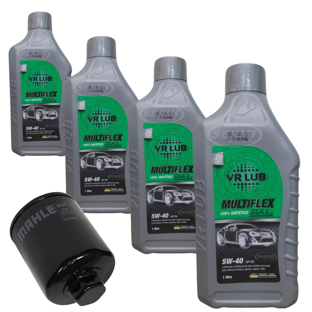 Kit Troca Óleo 5w40 Kombi 1.4 Flex Gol Voyage Saveiro Fox G5 G6 G7 1.0 1.6 EA111 power Flex Sintético VR Lub
