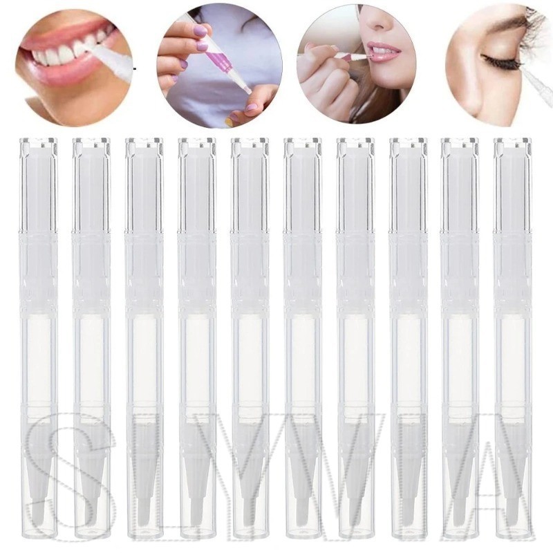 5Pcs 3ml Twist Canetas Vazias-Frascos Rotativos Fundação Líquida-Caneta Vazia De Óleo De Unhas Com Pincel-Transparente , Boa Vedação , Recarregável-Para Viagens , Maquiagem Cosmética
