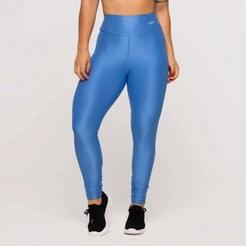 Legging Fitness Feminina Academia Poliamida Texturizada Azul Claro Crossfit