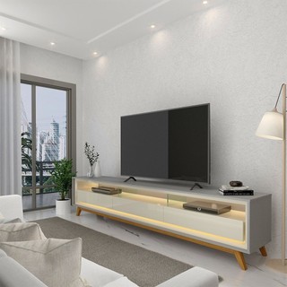 Rack para TV até 85 Polegadas com LED e Pés Madeira Maciça 211,4cm 100% MDF Requinte Cinza/Off White em Oferta na Shopee