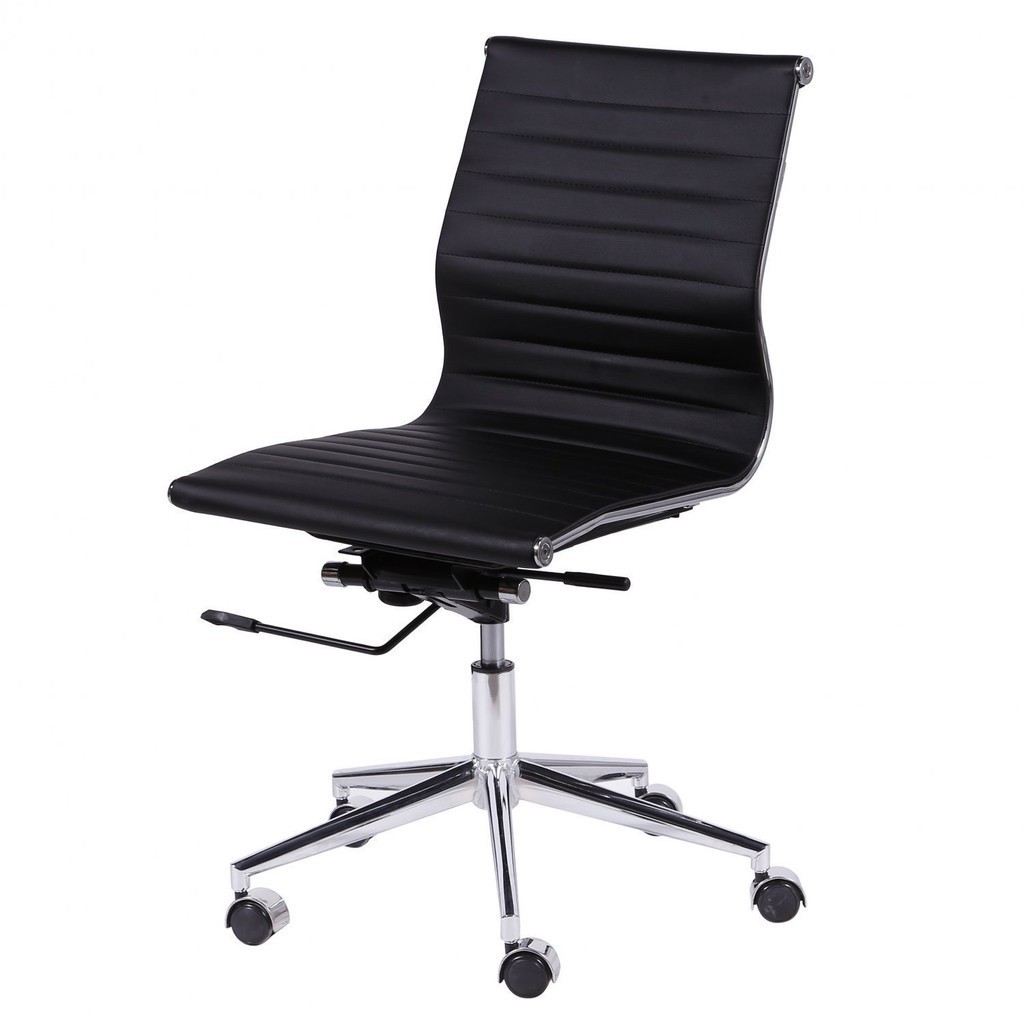 Cadeira Escritório Diretor Esteirinha Rodízio Relax Corino 3301 Preto - Home & Living