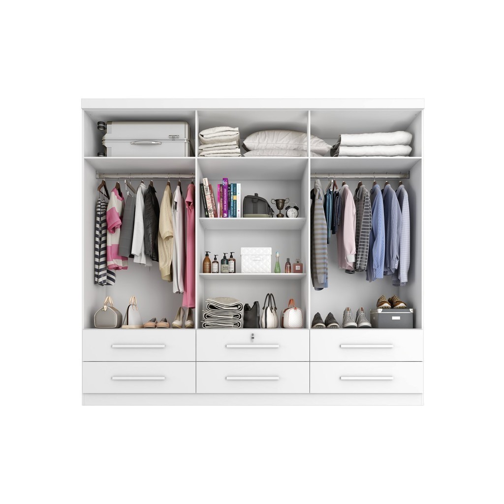 Detalhes do Guarda Roupa Casal 6 Portas 6 Gavetas Maximus Plus Branco Absoluto