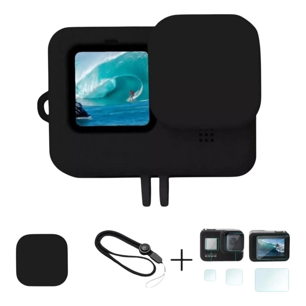 Capa Silicone + Película + Alça P/ Gopro Hero 9 10 11 Black!