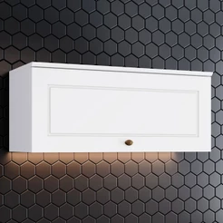 Armário Aéreo Cozinha Americana 1 Porta Basculante 100% MDF Branco HP - Henn