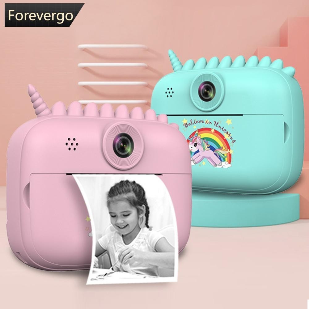 FOREVERGO Children Câmera De Impressão Térmica Inteligente HD Digital Unicórnio Instantânea G6T1 De 4000W Com Tela Dupla Grande