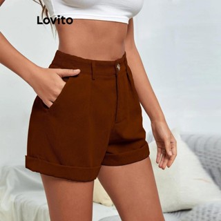Lovito Shorts Casuais De Bolso Liso Para Mulheres LNL50172