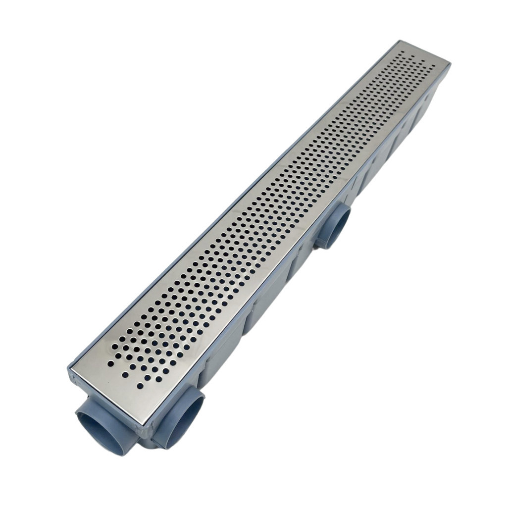 Ralo Linear Quintal Varanda 6x50 Bolinha Cocho Cinza