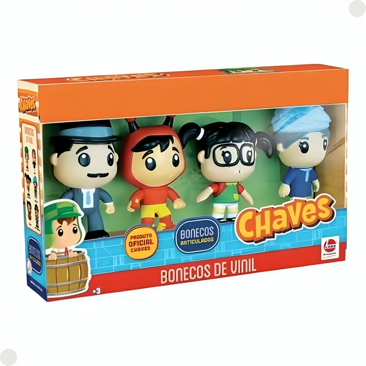 Kit Bonecos Vinil Turma do Chaves 4 Personagens Líder Original Colecionável Brin