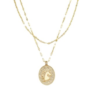 COLAR 2 VOLTAS MEDALHA UNICÓRNIO ENJOY AND DREAM ZIRCÔNIA FOLHEADO A OURO 18K PIUKA em Oferta na Shopee