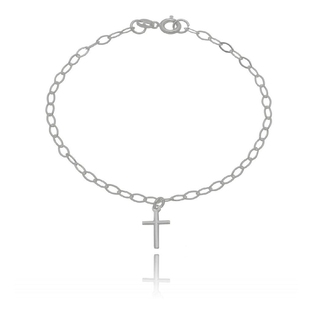 Pulseira cruz pendente em prata 925