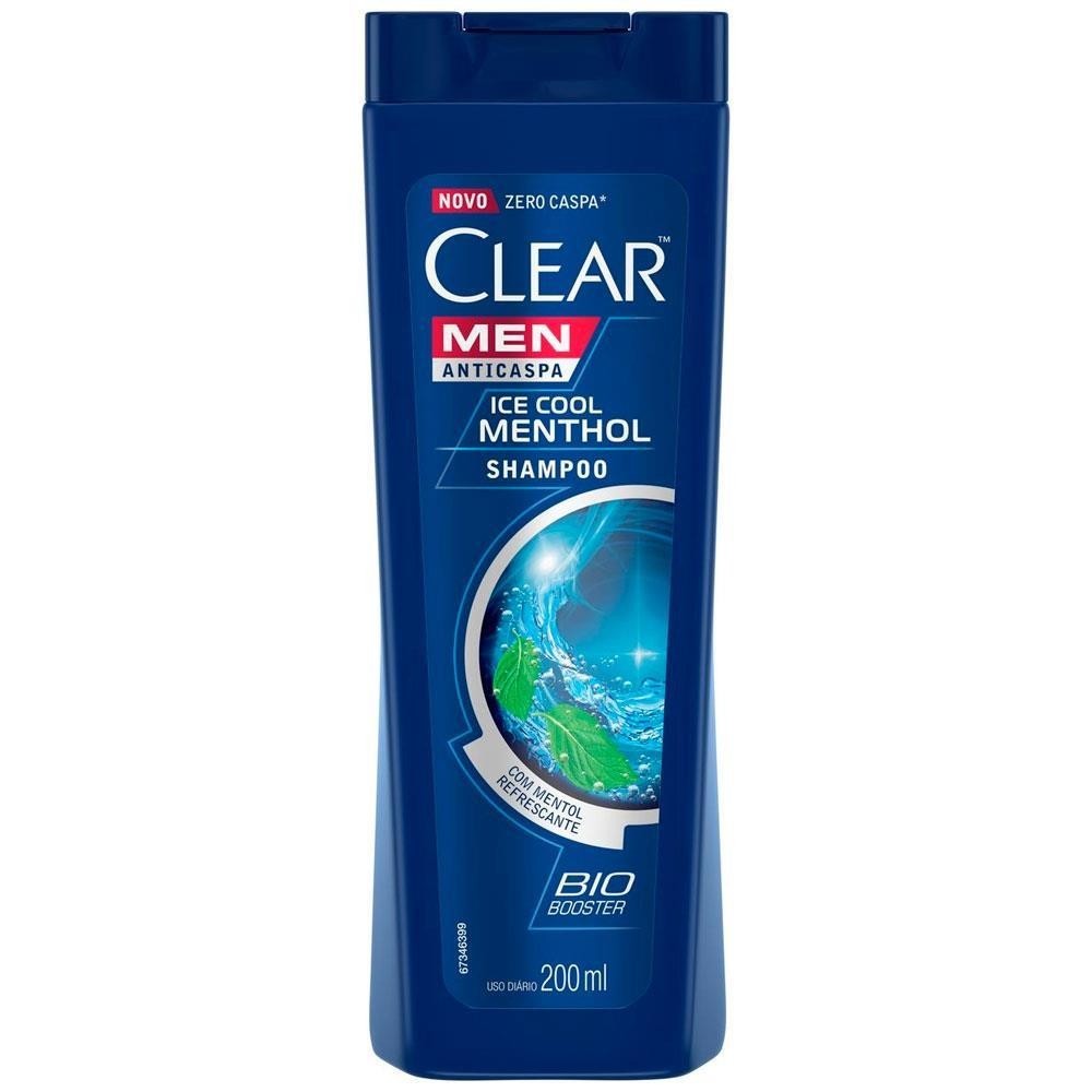 CLEAR MEN SHAMPOO ANTICASPA ICE COOL MENTHOL COM 200 ML em Oferta na Shopee