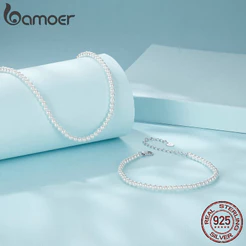 Colar De Fita Bamoer 925 Sterling Pérola Shell Design Jóias Presentes Para Mulheres SCB280