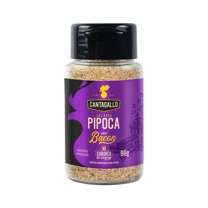 Sal para Pipoca Sabor Bacon CantaGallo 90g - Tempero de Cinema em Casa Gourmet Sabor Intenso