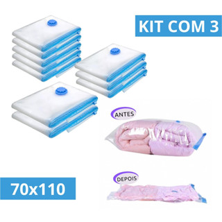 Kit 3 Sacos a Vácuo Hermético 70x110cm Edredom Toalhas Roupas em Oferta na Shopee