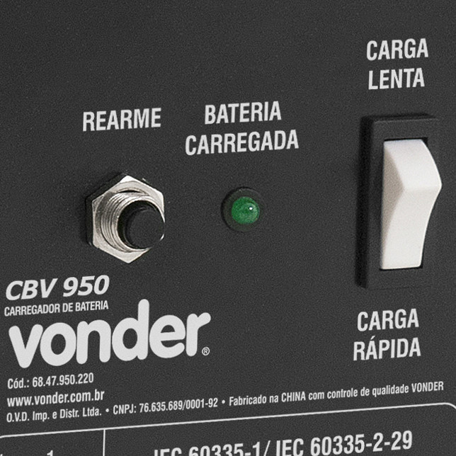 Carregador De Bateria Automotivo 25-90ah 12v CBV950 220V - Vonder