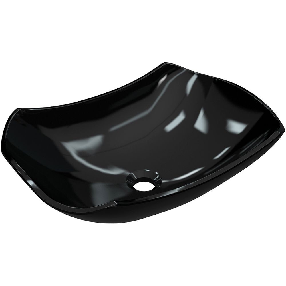 Cuba de Apoio Abaulada C01 Para Banheiro Lux L42 Preto Brilho - Lyam Decor - Home & Living