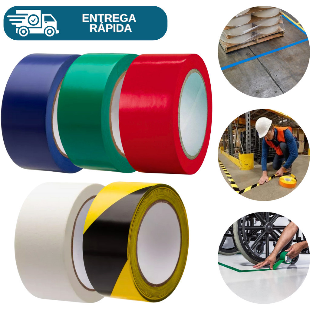Fita Adesiva Demarcação De Solo 48mmx30m Profissional Sinalização Chão Piso Escada Lousa Vidro em Oferta na Shopee