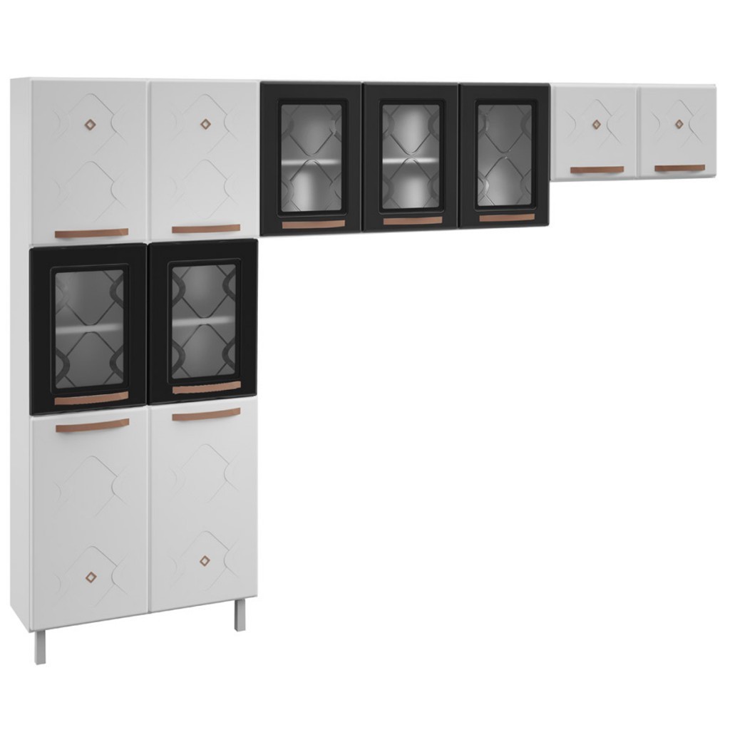Cozinha de Aço Compacta Mirage New 11 Portas 6 Prateleiras com Vidro