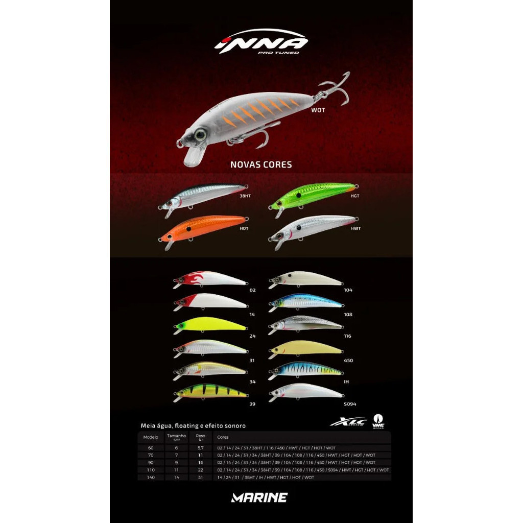 Isca Artificial Marine Sports Inna 140 Pro Tunned Floating Picanha para dourados gigantes