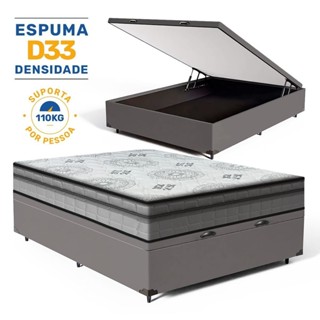 Cama Box Baú com Colchão Espuma D33 Pillow In Anjos Ortosleep Casal 138cm em Oferta na Shopee