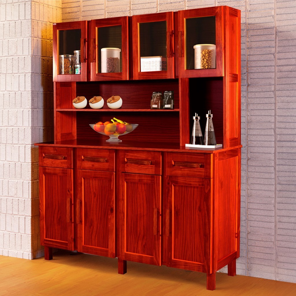 Armário de Cozinha Maranhão 8 Portas 4 Gavetas com Vidro Mel - Rodmóveis em Oferta na Shopee