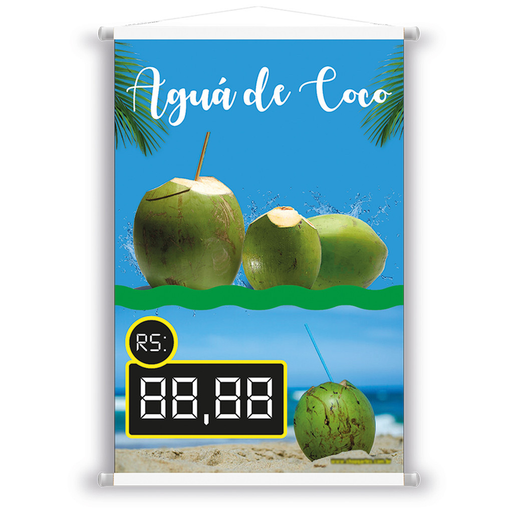 Banner Agua De Coco Com Campo Editável Alta Qualidade