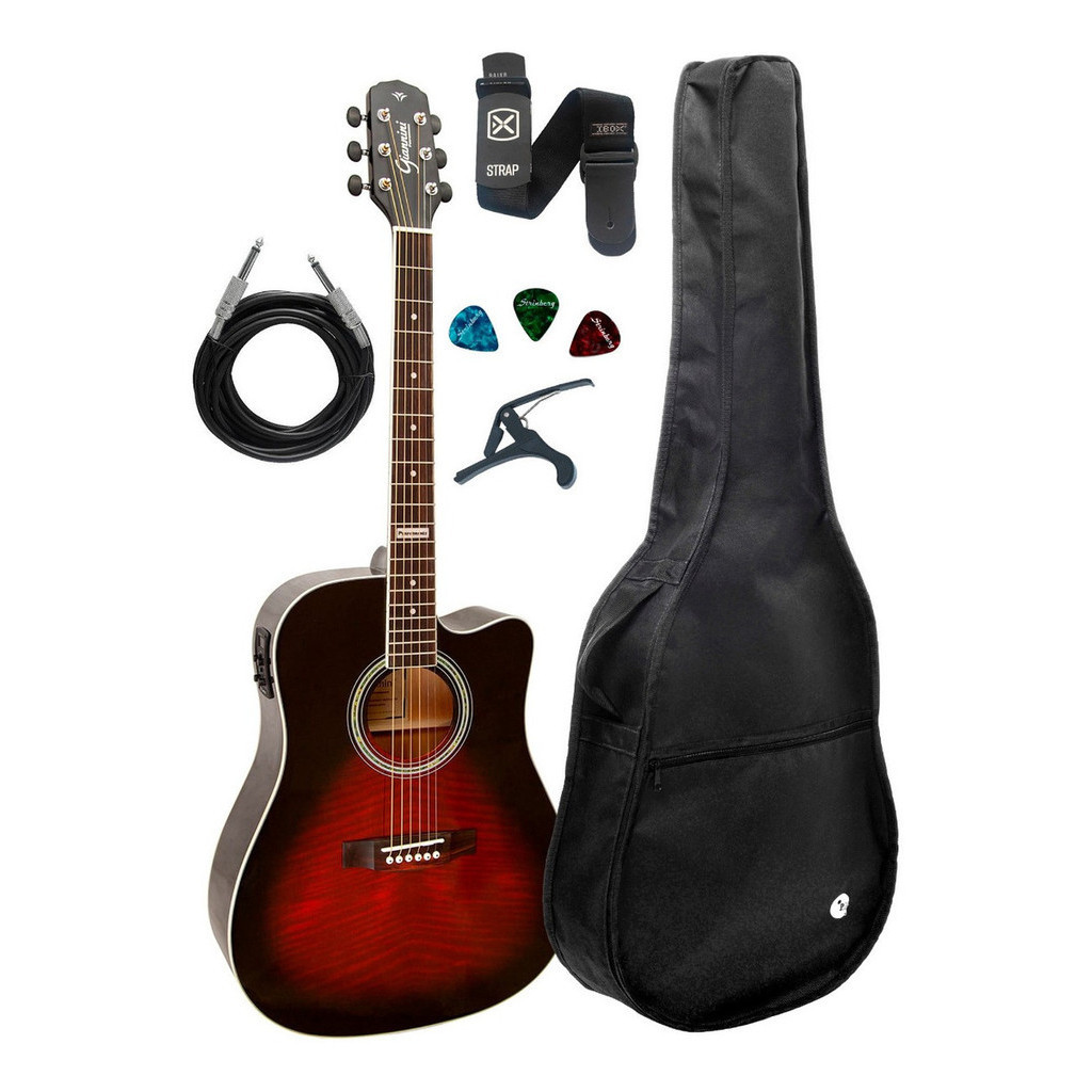 Violão Giannini Gf-1d Brb Folk Brown Red Kit Capa Acessorios em Oferta na Shopee