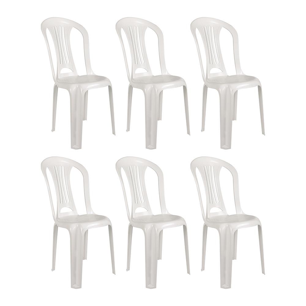Conjunto com 06 Cadeiras Plásticas Bistro Branca MOR - 15151103 em Oferta na Shopee