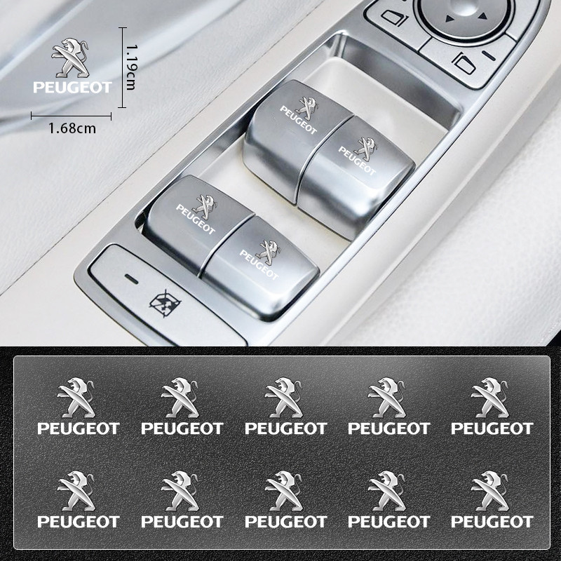 5/10 Pçs Botão De Elevação Da Janela Do Carro Adesivo Decalque Volante Estilo Para Peugeot 208 306 307 308 407 408 508 2