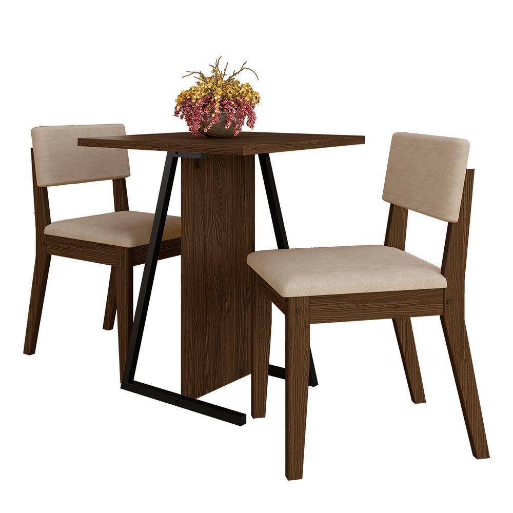 Conjunto De Mesa Com 2 Cadeiras Arkansas Imbuia/bege - M. Arapongas - Home & Living