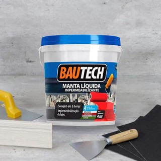 Manta Líquida Impermeabilizante Acrílico 4kg Bautech Viscoso Branco Infiltração Selante Primer Rachadura em Oferta na Shopee
