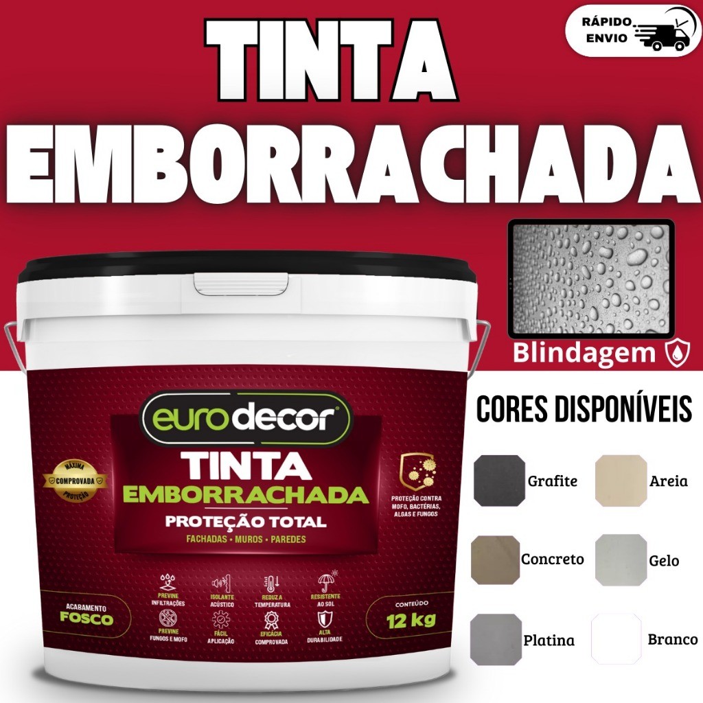 Tinta Emborrachada 12kg Ou 3.6kg Paredes e Lajes Tinta Emborrachada Fissuras e Trincas em Oferta na Shopee