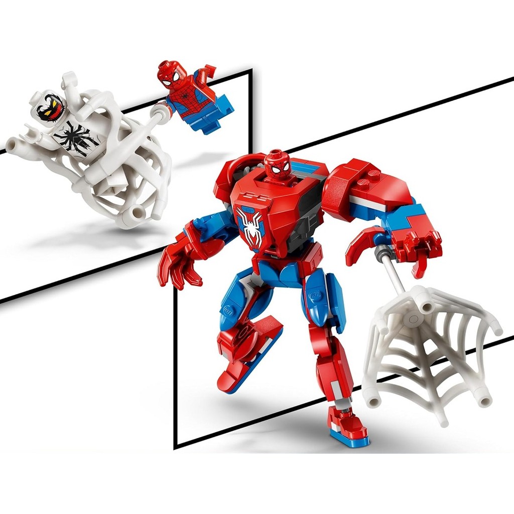 Detalhes do Lego Supoer Heroes 76308 Armadura do Homem Aranha vs Anti-Venon (107 peças)