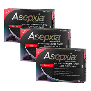 Kit 3 Sabonete Asepxia Detox Ação Purificante 80g em Oferta na Shopee
