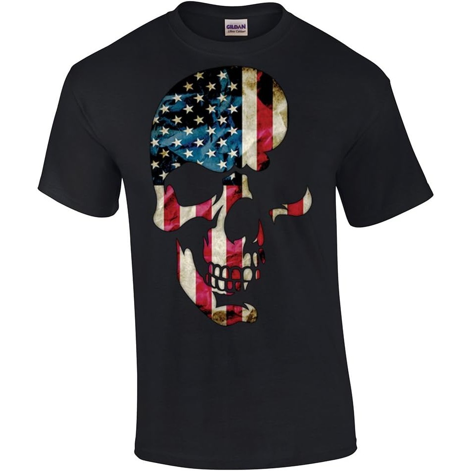 Camiseta Caveira Estilo Americano Punk Aesthetic Streetwear Blusa Unissex