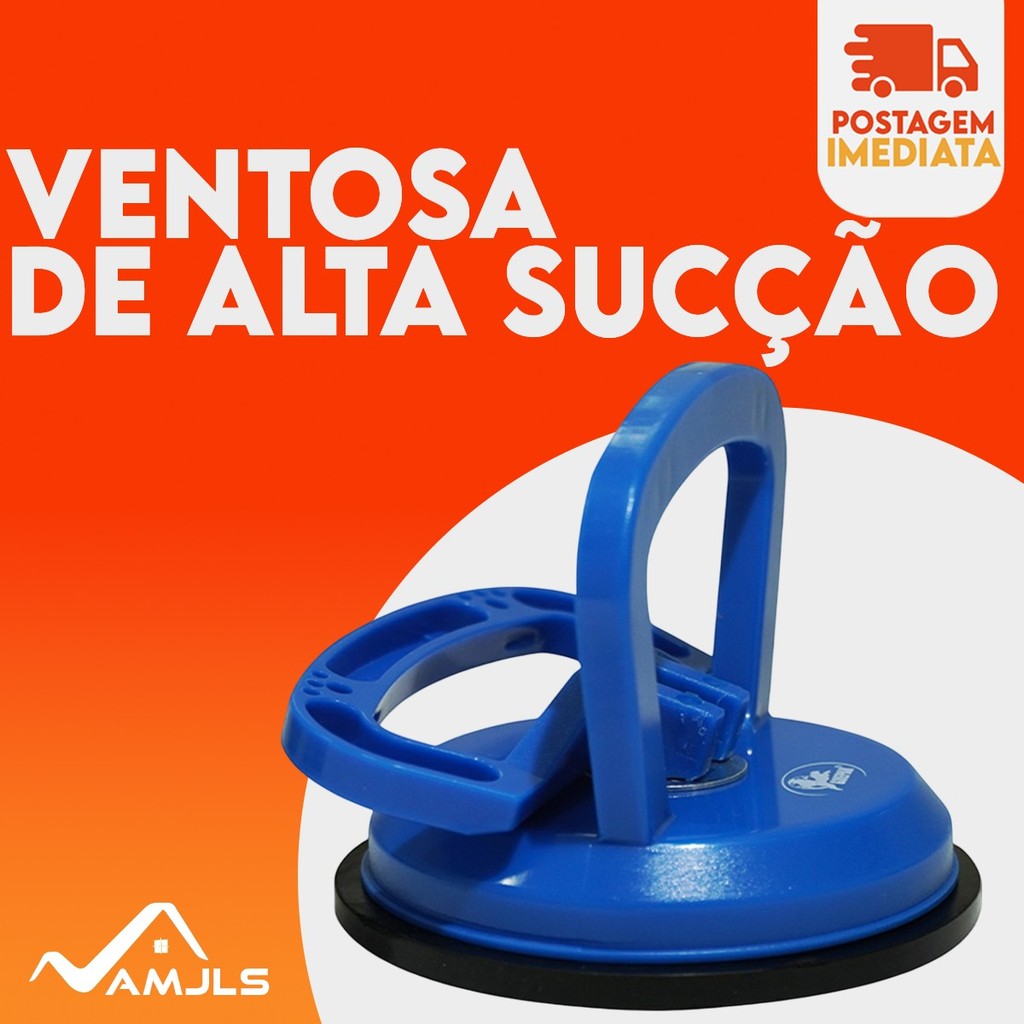 Ventosa Com Trava Sucção até 35Kg Para Pisos Azulejo Vidro Tira Amassados De Lat