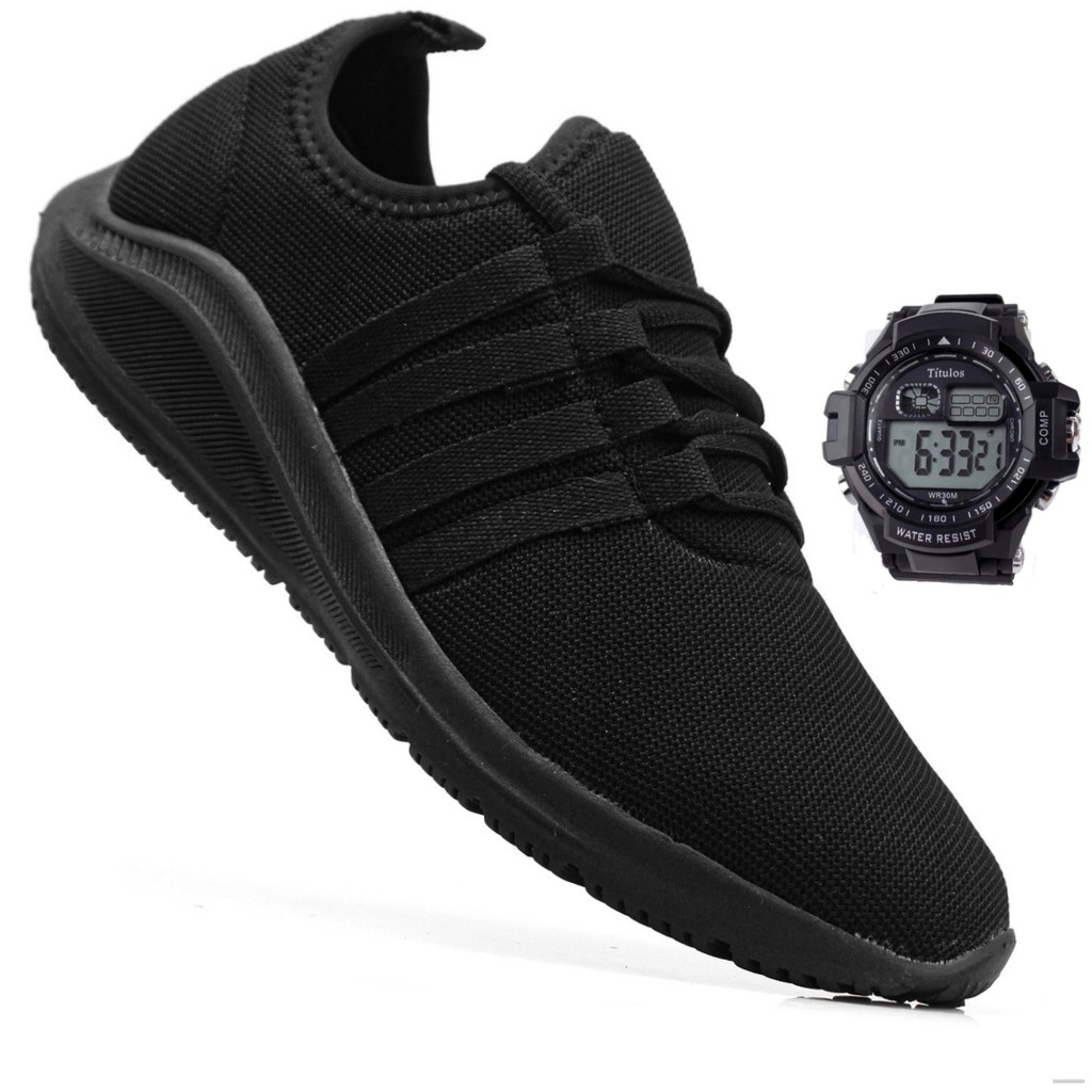 Tenis Academia Esportivo Corrida Caminhada CrossFit Treino Masculino Leve Macio Confortavel+Relógio