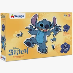 QUEBRA CABEÇA STITCH 60 PEÇAS MADEIRA REFLORESTADA XALINGO LILO DISNEY FILME PUZZLE AZUL BONECO CENA